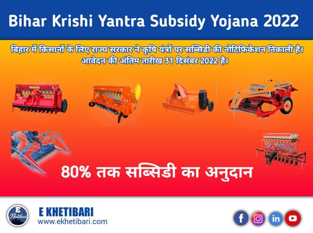 Bihar Krishi Yantra Subsidy Yojana 2022